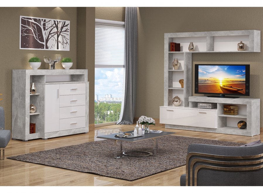 Модульная гостиная Монтана atelier / белый глянец