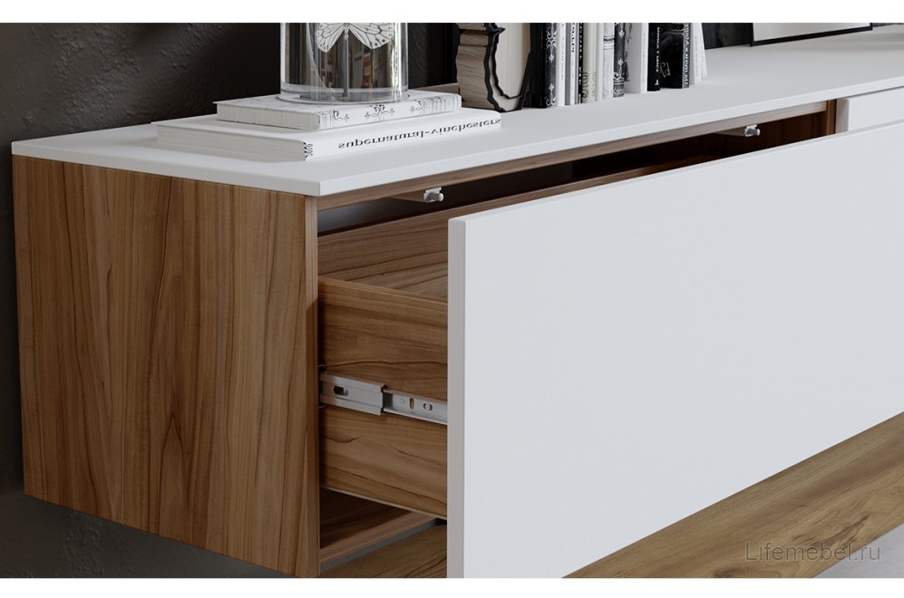 Модульная гостиная Порто яблоня беллуно / белый софт комплектация 5