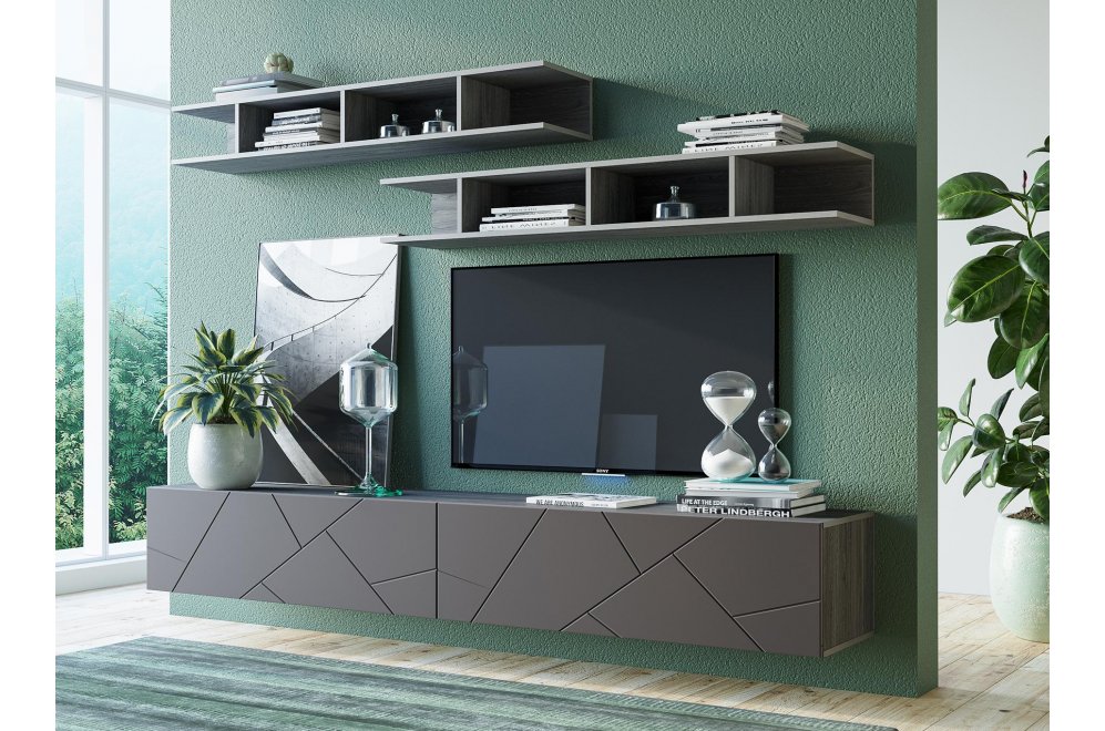 Модульная гостиная Summit 2 софт графит / ясень анкор темный комплектация 12