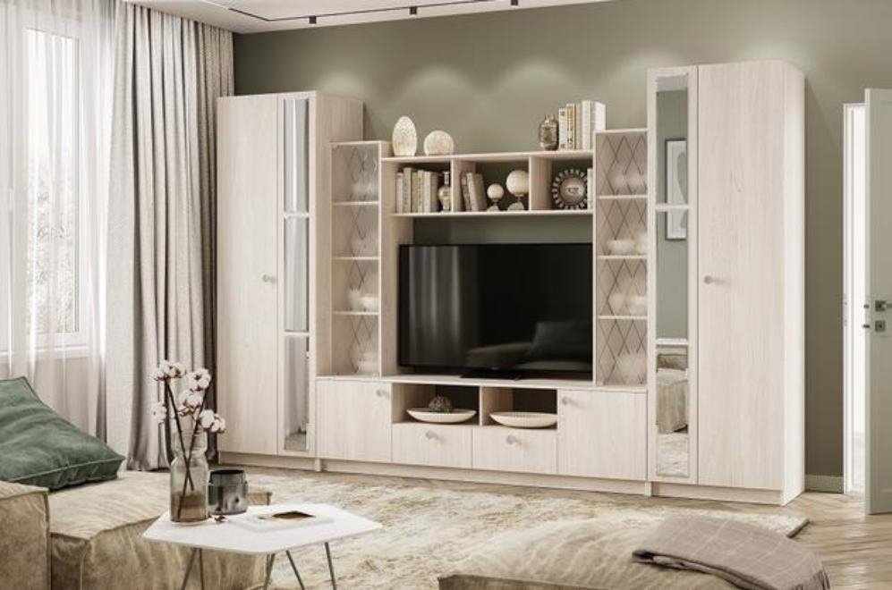 Модульная гостиная Зарина ясень белый