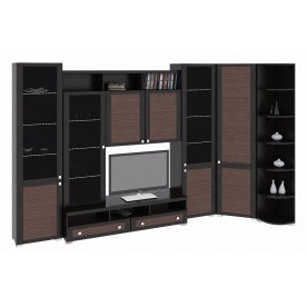 Стенка для гостиной Фиджи (комплектация 20) венге цаво / каналы дуба