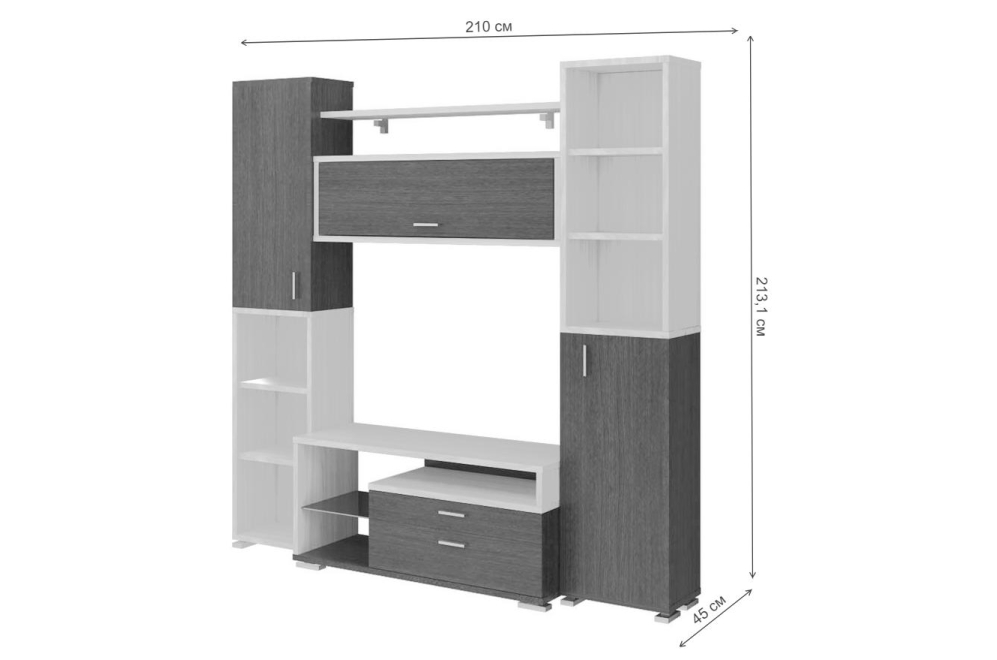 Стенка Лофт 7 В Домино венге