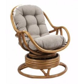 Кресло-качалка Ulfasa каркас золотой мед / подушка серо-бежевая