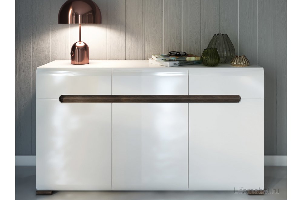 Тумба AZTECA S205-KOM3D3S/8/15 белый / белый блеск