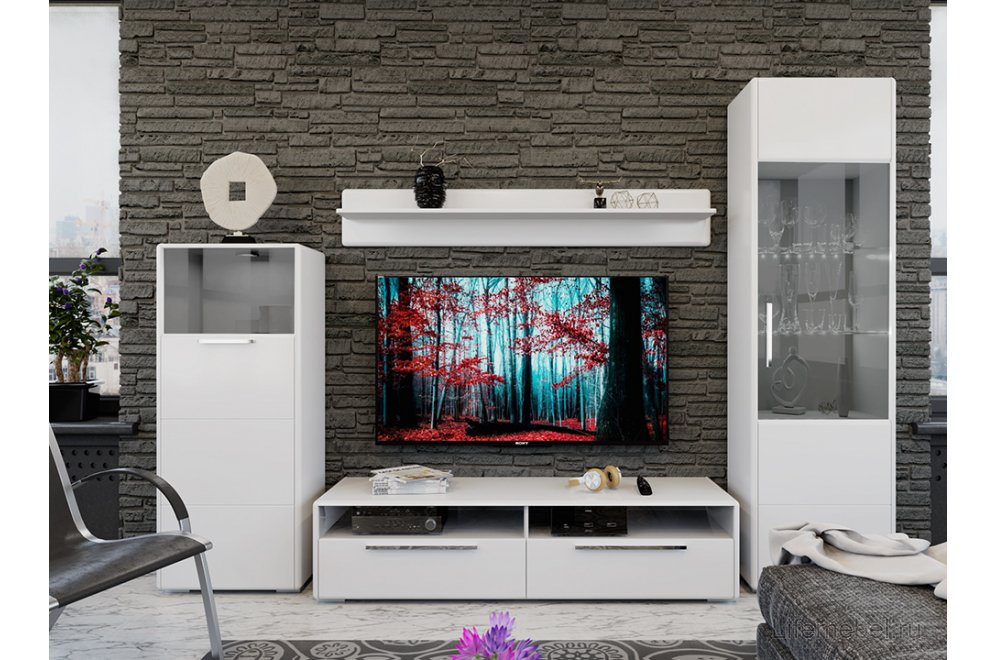 Витрина Наоми ТД-208.07.25 белый глянец