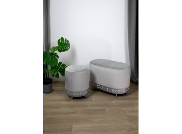 Банкетка Sheffilton SHT-B21-1 серое облако/хром лак