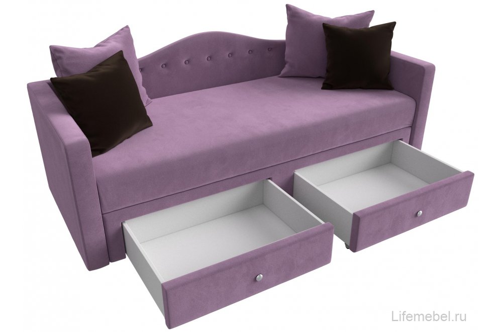 Детский диван Дельта-М сиреневый / коричневый микровельвет