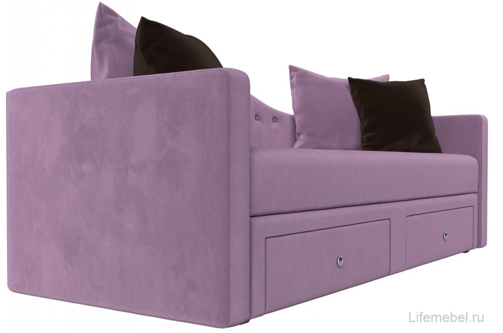 Детский диван Дельта-М сиреневый / коричневый микровельвет