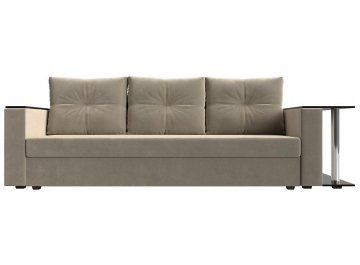 Диван-кровать Атланта правый микровельвет бежевый