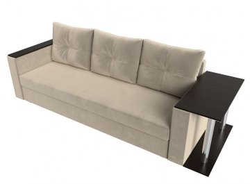 Диван-кровать Атланта правый микровельвет бежевый