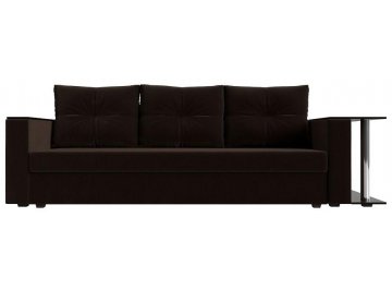 Диван-кровать Атланта правый микровельвет коричневый