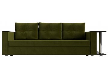 Диван-кровать Атланта правый микровельвет зеленый