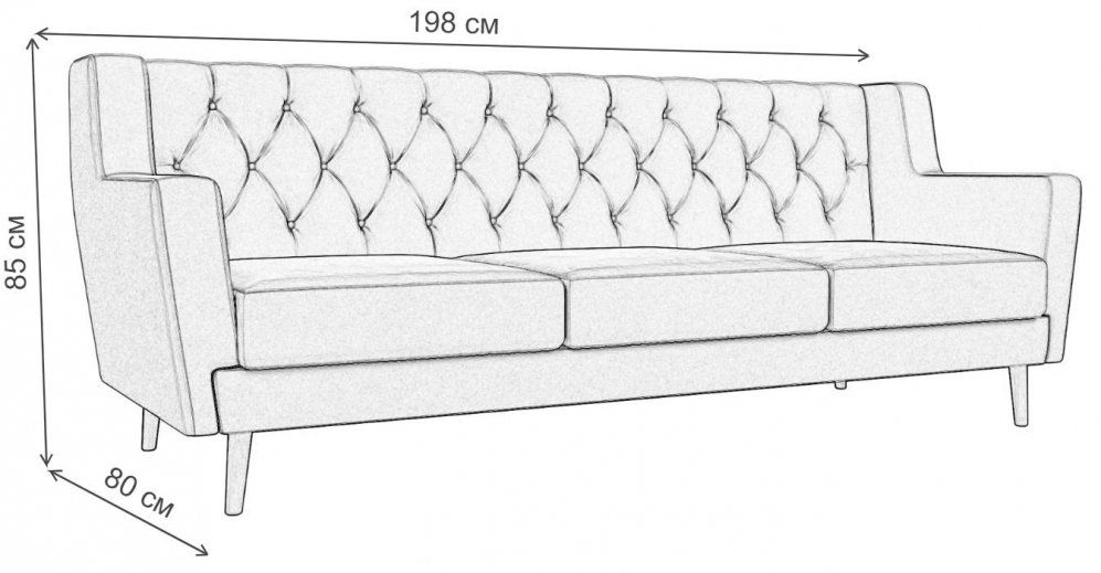 Диван Ривер-Арт 3 Люкс черный микровельвет