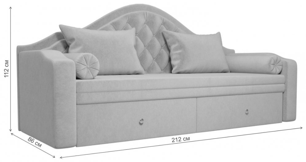 Диван прямой детский Октава микровельвет бежевый