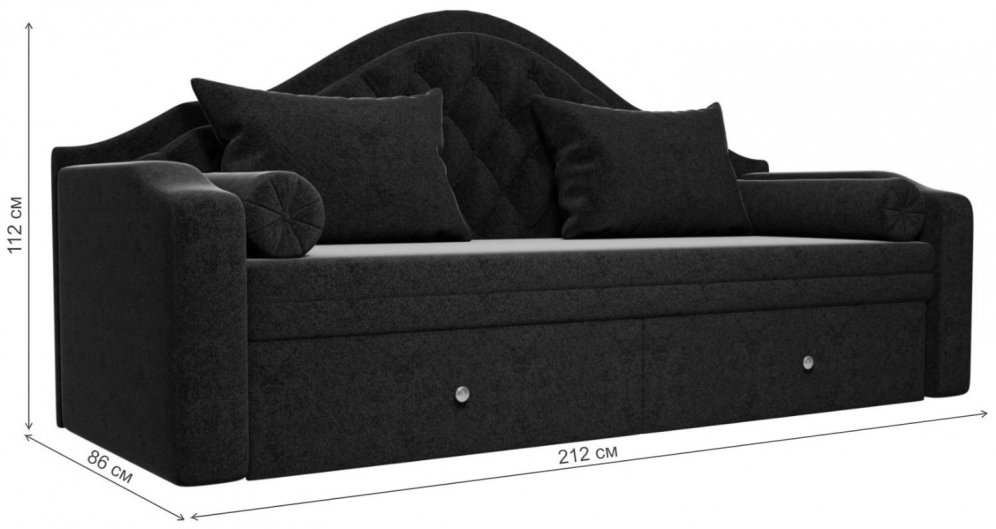 Диван прямой детский Октава микровельвет черный