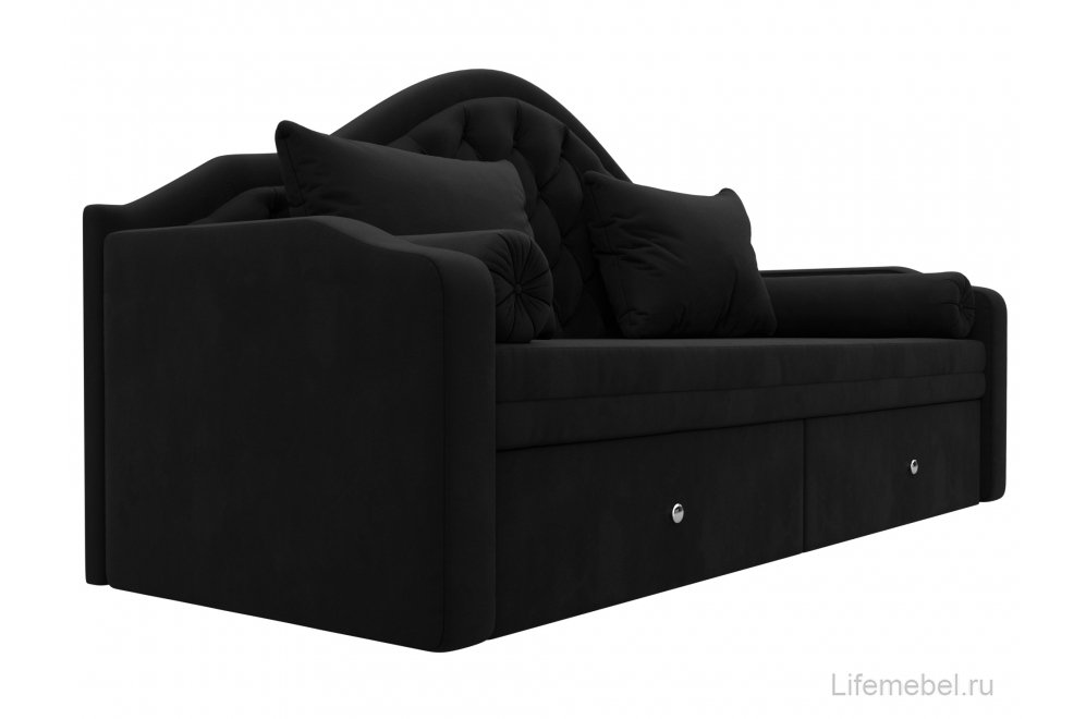 Диван прямой детский Сойер микровельвет черный