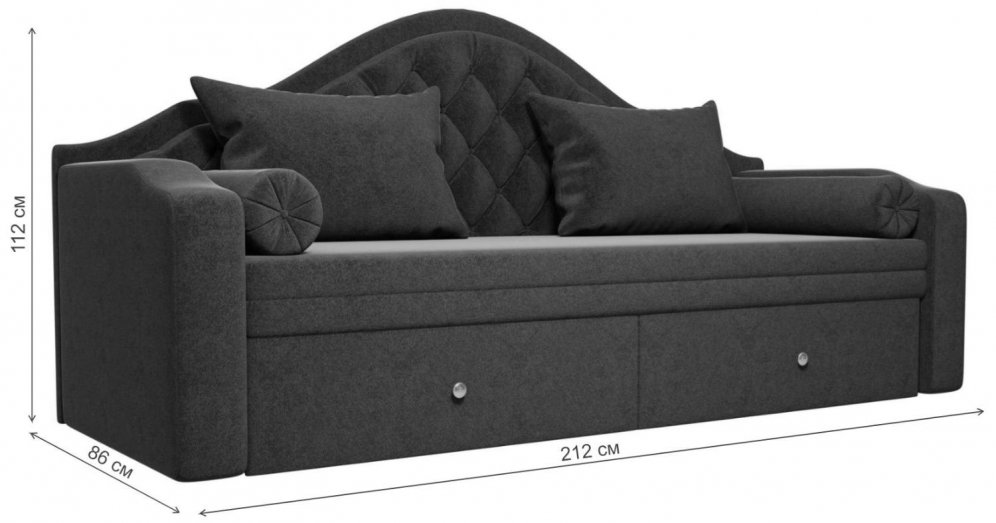 Диван прямой детский Октава микровельвет коричневый