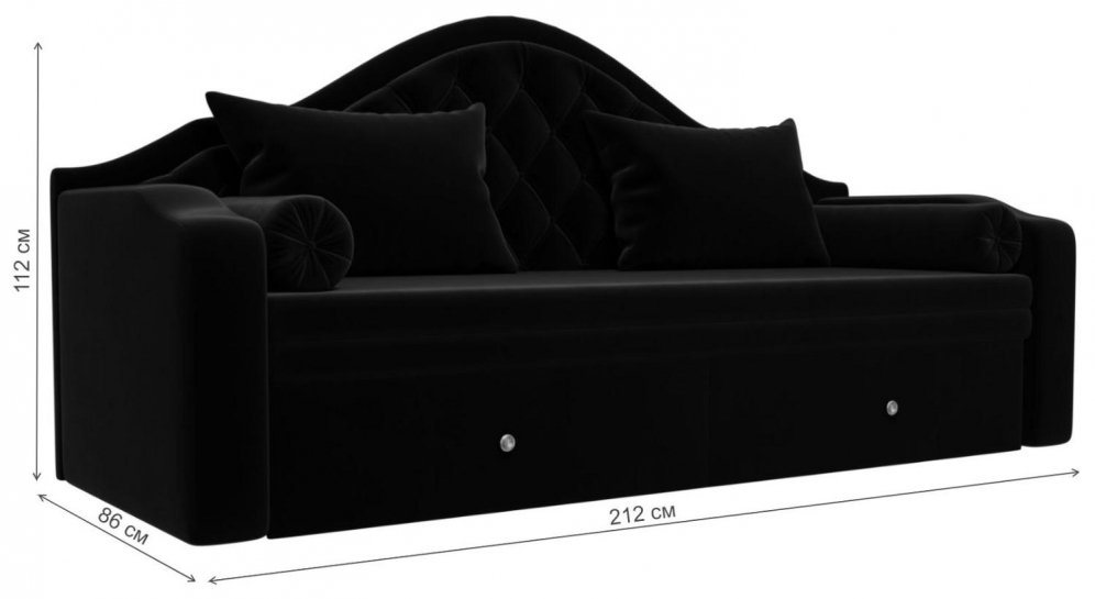 Диван детский Октава велюр MR черный