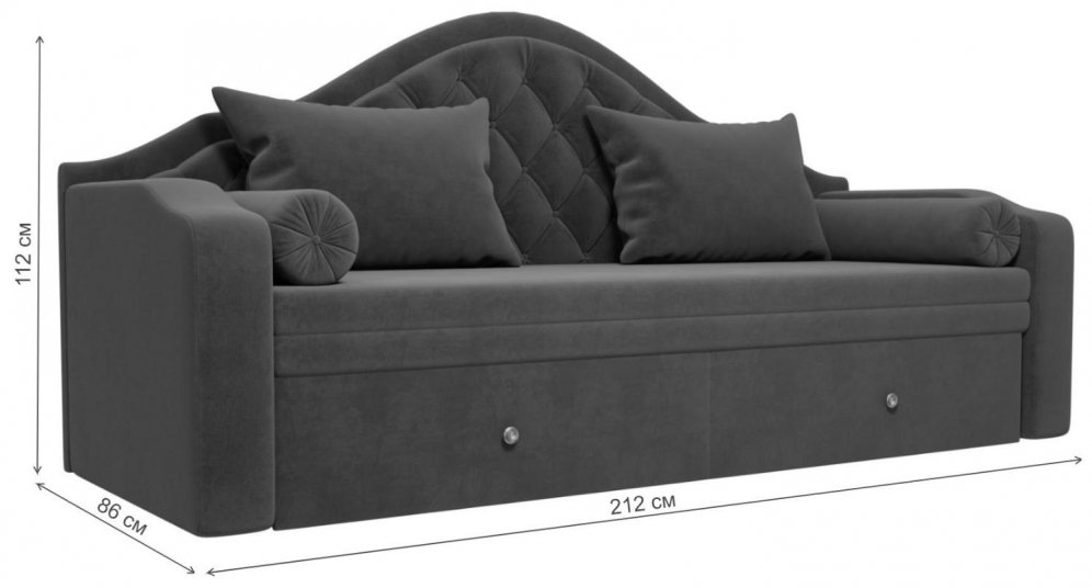 Диван детский Октава велюр MR серый