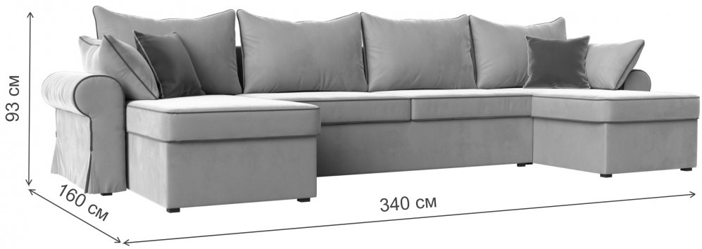 Диван Элис черный / голубой велюр