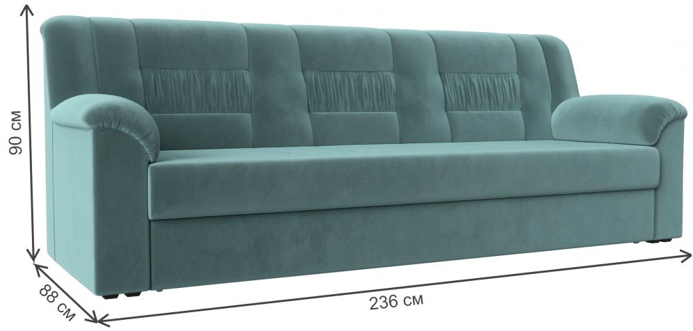 Диван Карелия бирюзовый велюр