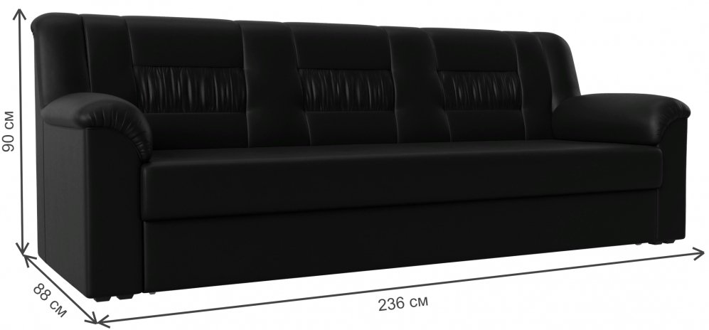 Диван Карелия черная экокожа