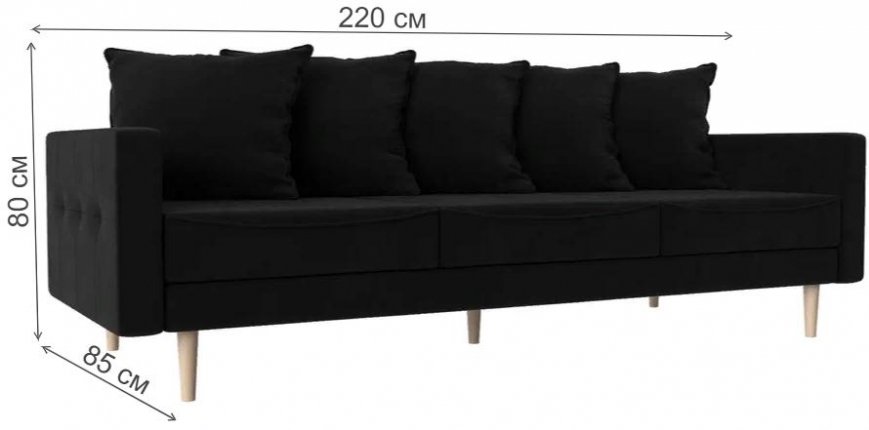 Диван Картес черный микровельвет