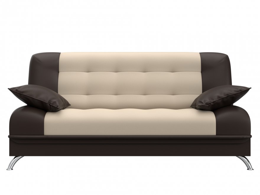 Диван-книжка Юнона экокожа бежевый / коричневый