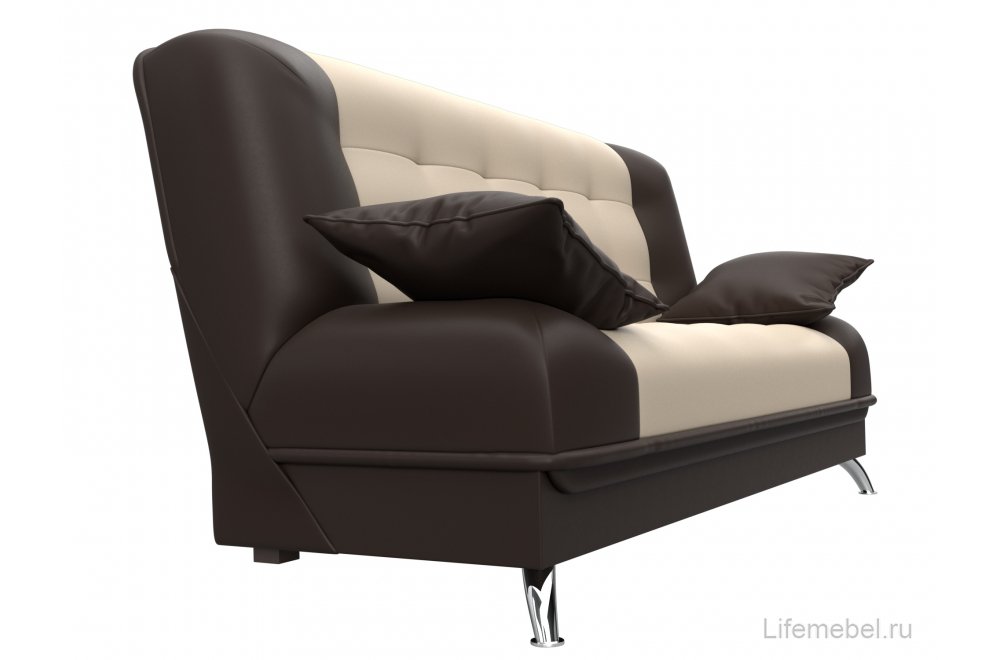 Диван-книжка Юнона экокожа бежевый / коричневый