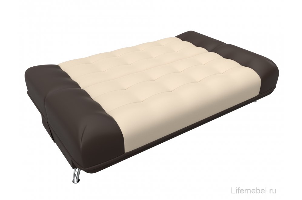 Диван-книжка Юнона экокожа бежевый / коричневый