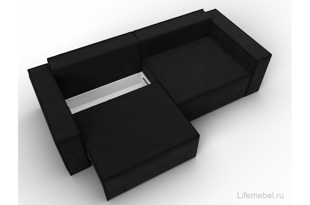 Диван Куба черный микровельвет