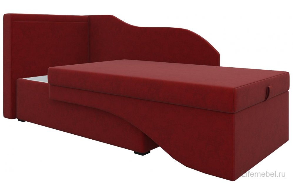 Диван-кушетка Женева-Софт левый микровельвет красный