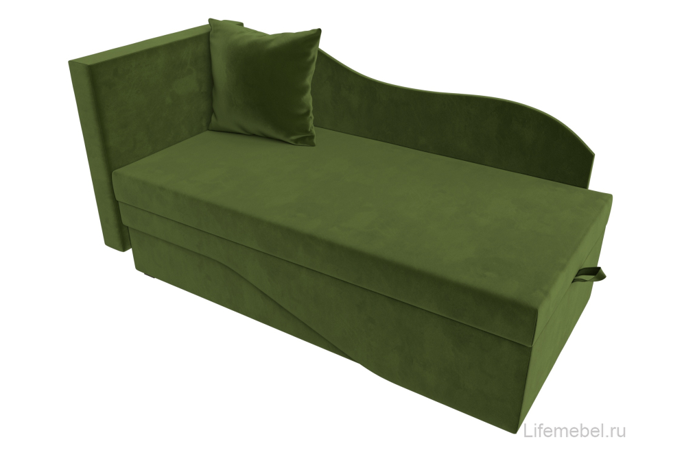 Диван-кушетка Женева-Софт левый микровельвет зеленый
