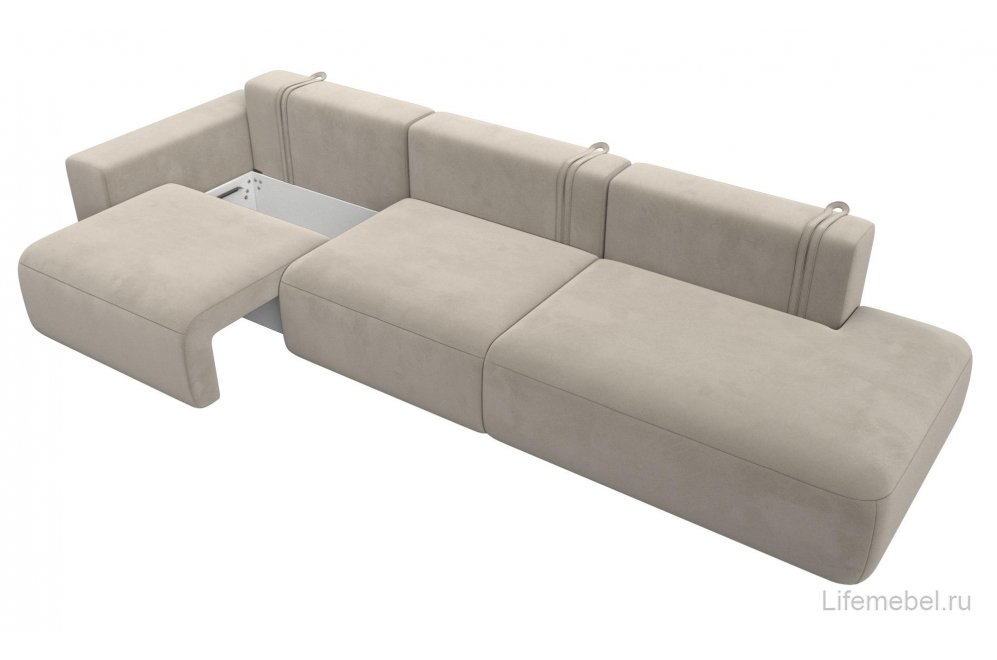Диван Форум-036 НПБ Модерн Лонг подлокотник слева микровельвет бежевый