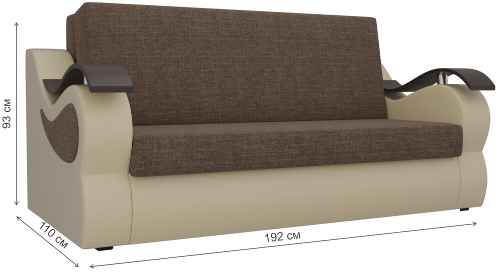Диван Кельвин прямой рогожка коричневый / эко кожа бежевый со спальным местом 160 см