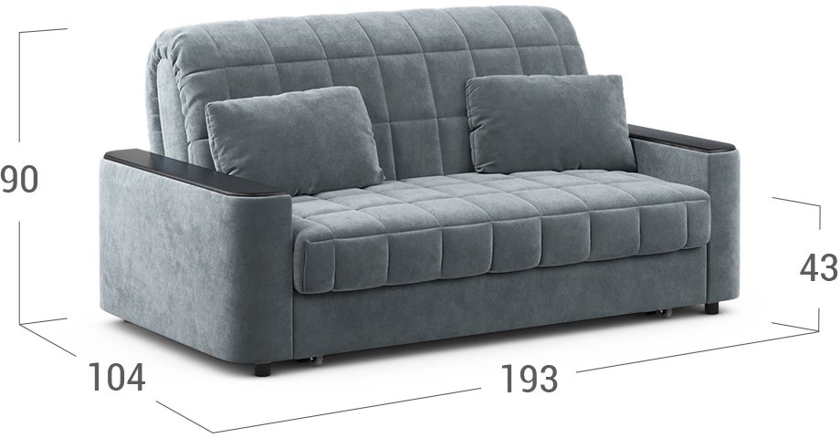 Диван Moon Family №018 160х200 ППУ серый велюр 74-4 /дуб галиано