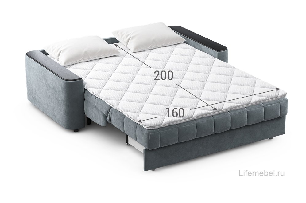 Диван Moon Family №018 160х200 ППУ серый велюр 74-4 /дуб галиано