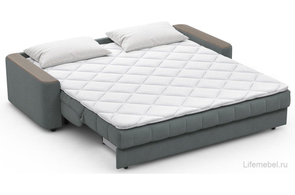 Диван Moon Family №018 160х200 ППУ серый велюр 74-4 /дуб галиано