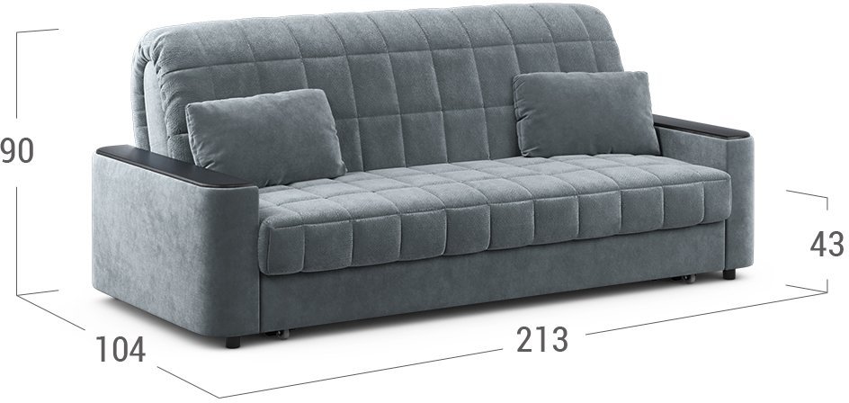 Диван Moon Family №018 180х200 НПБ серый велюр 74-4 /дуб галиано