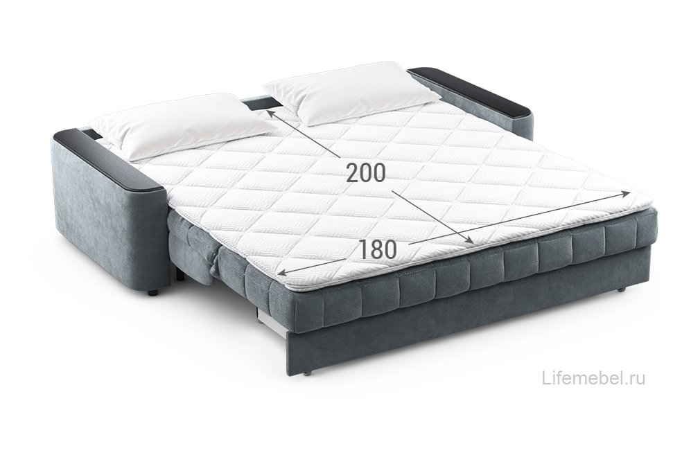 Диван Moon Family №018 180х200 НПБ серый велюр 74-4 /дуб галиано