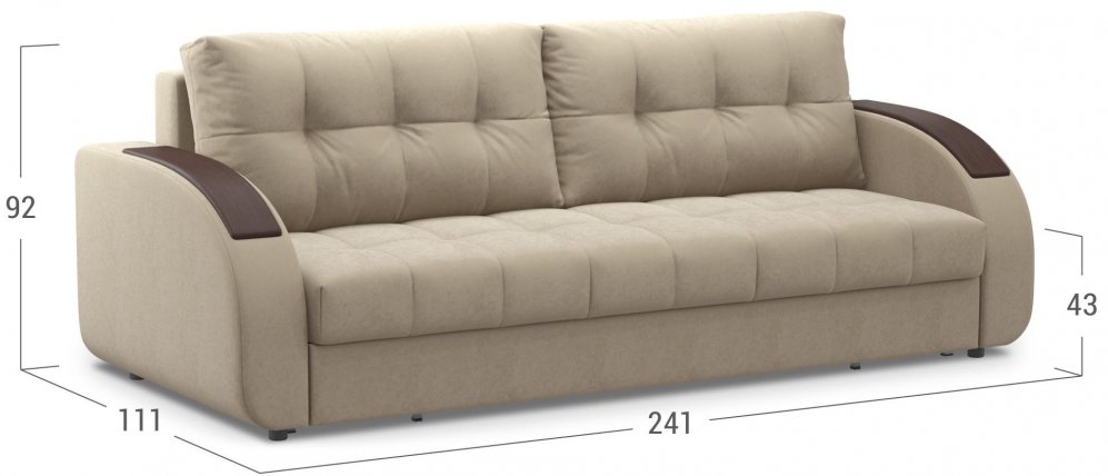 Диван Moon Family 109/Т32 Lux 003141 со спальным местом 160 велюр бежевый 74-70
