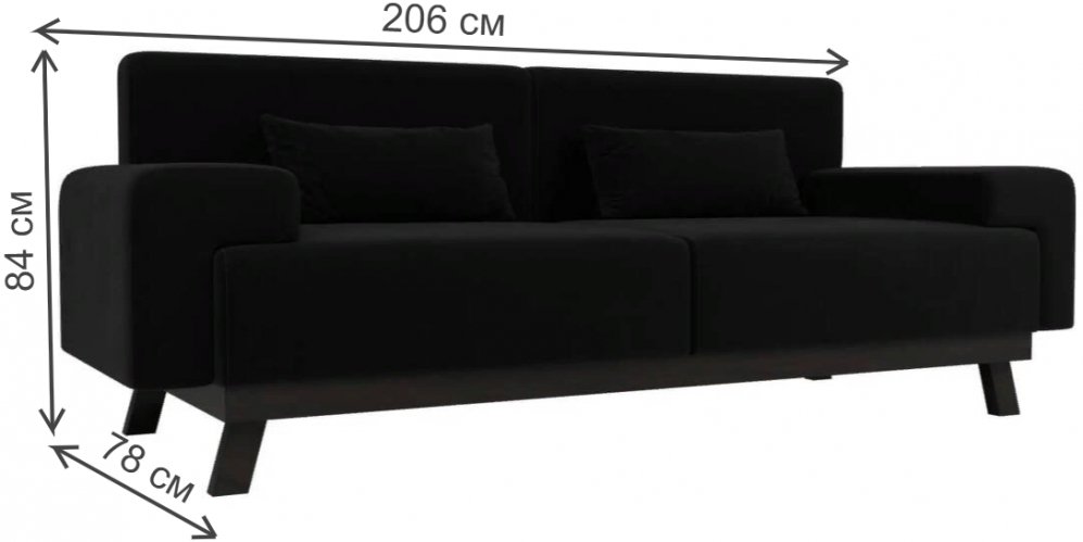Диван Мюнхен черный микровельвет
