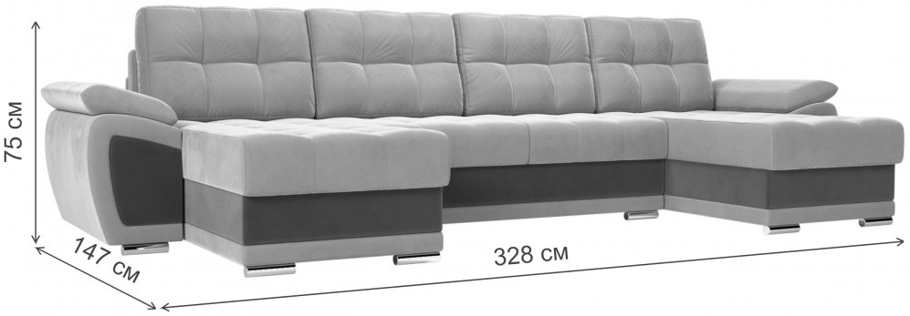 Диван Нэстор черный / сиреневый микровельвет