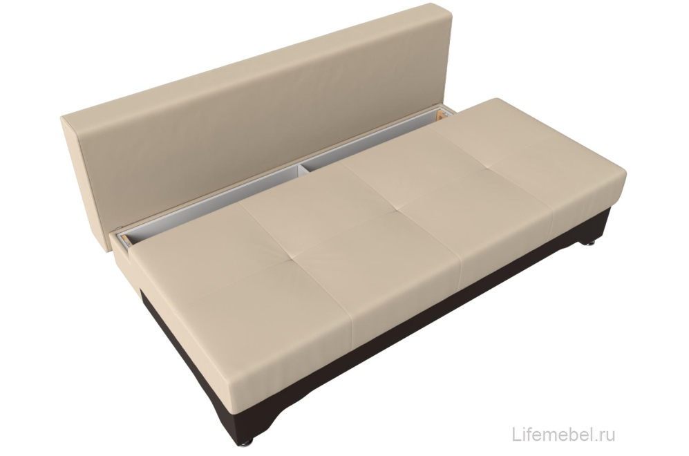 Диван Тарис-2 еврокнижка экокожа бежевый / коричневый