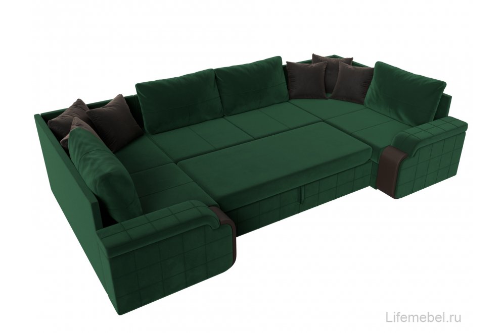 Диван П-образный Женева П велюр зеленый