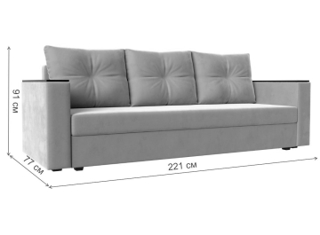 Диван-кровать Атланта без стола серый велюр