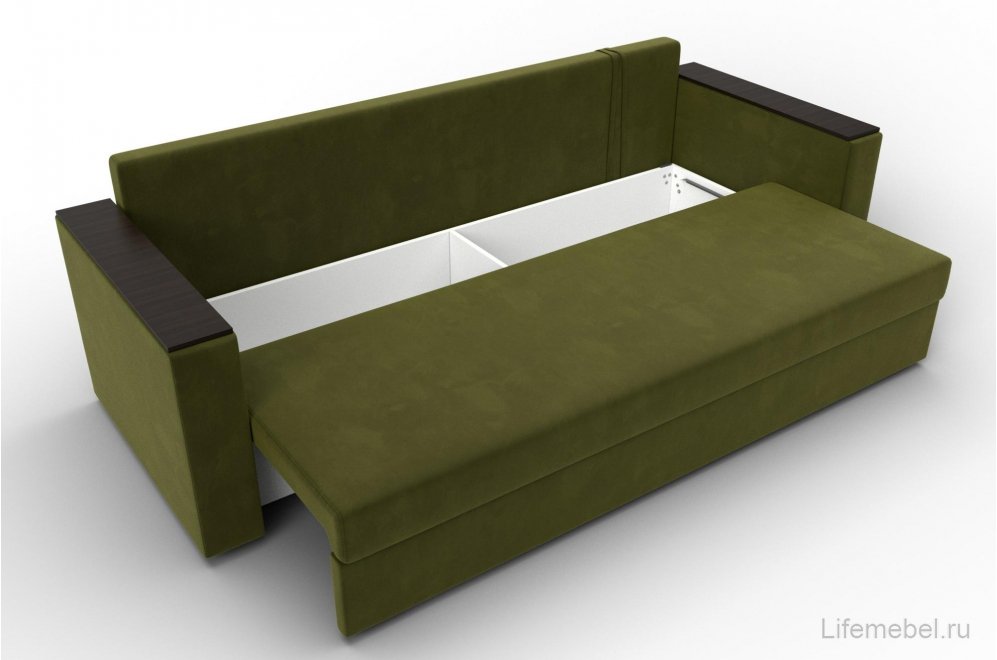 Диван Атланта без стола зеленый микровельвет