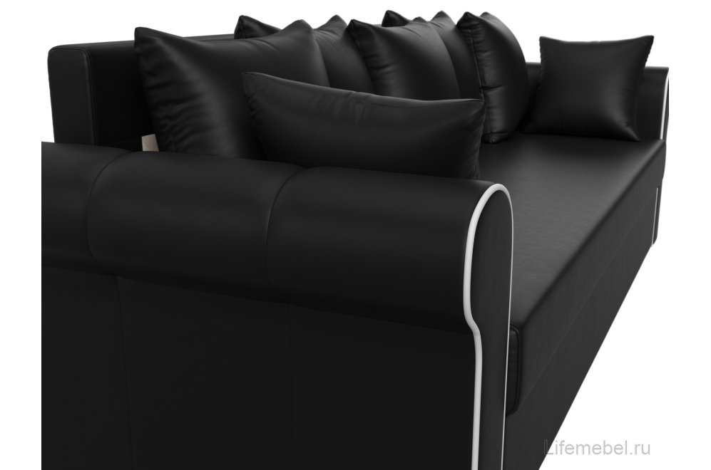 Диван Рейн черная экокожа
