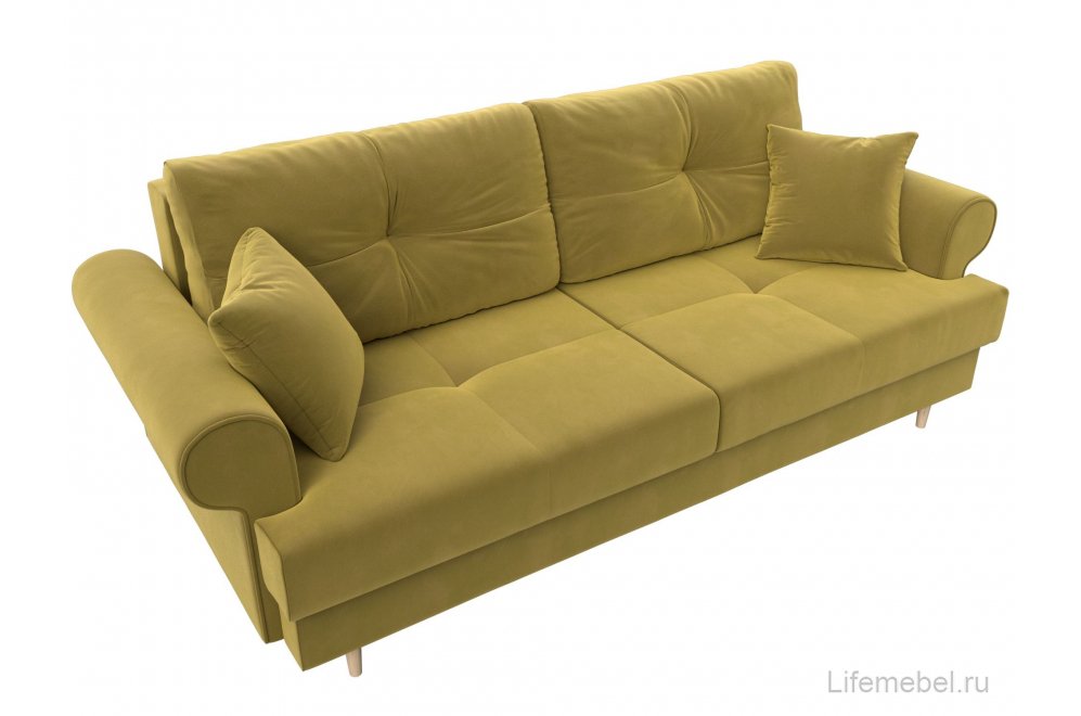 Диван Сплин микровельвет желтый