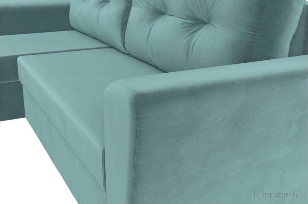Диван угловой Дельта-Нова Лайт левый бирюзовый велюр